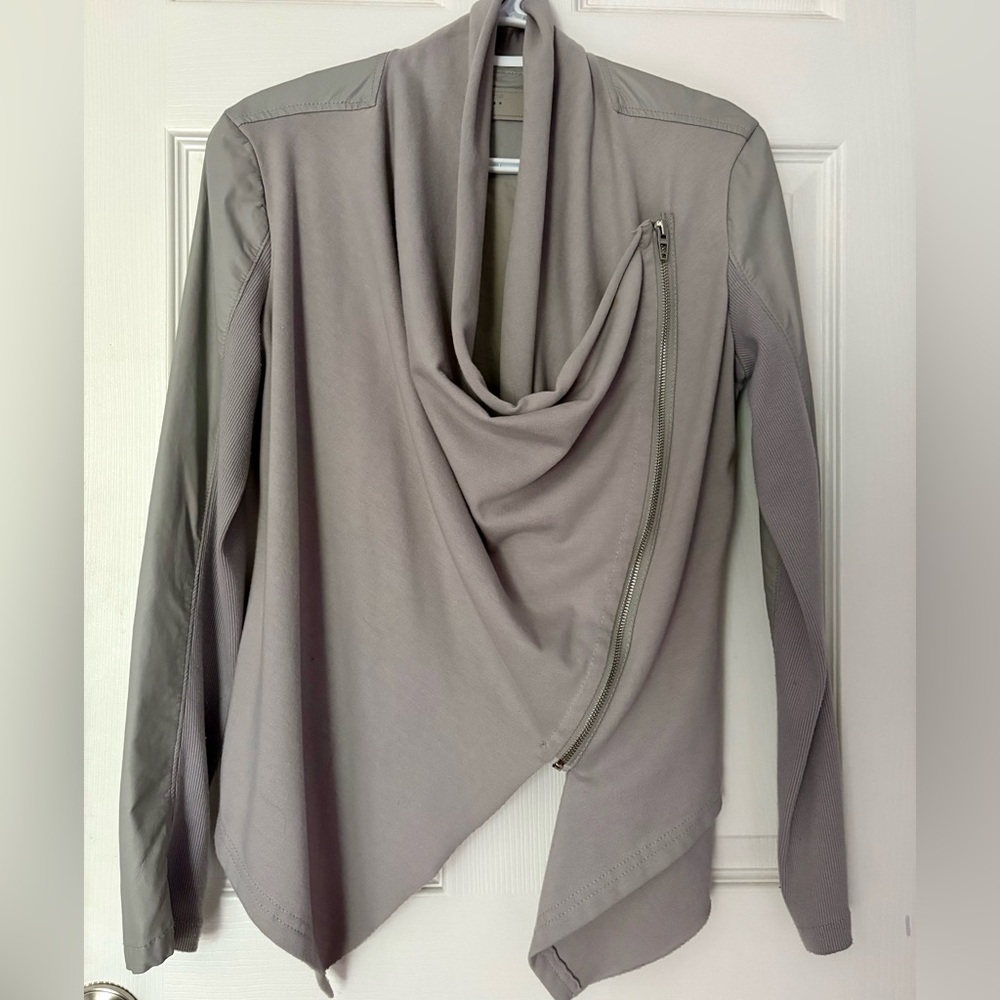BLANKNYC BLANK NYC Gray Faux Suede Drape Front Jacket Casual Women Size M